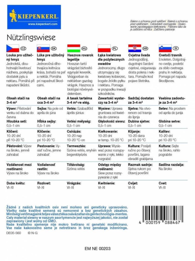 KIEPENKERL ŁĄKA KWIAT DLA POŻYTECZNYCH OWADÓW tył