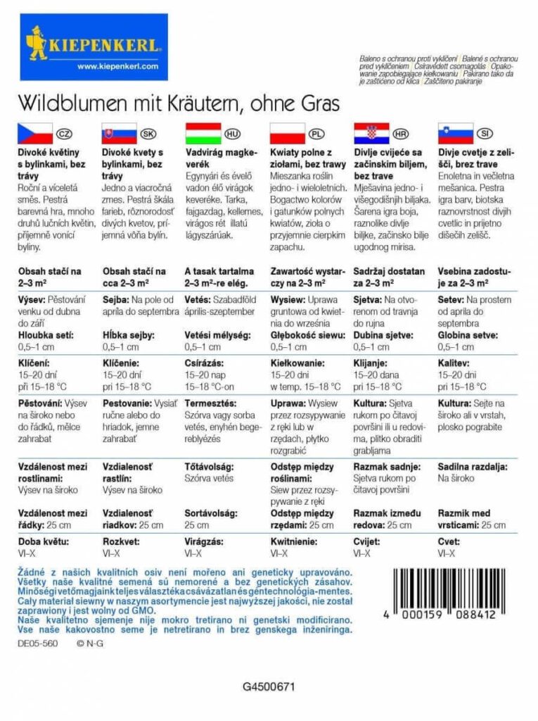 KIEPENKERL KWIATY POLNE Z ZIOŁAMI BEZ TRAWY tył