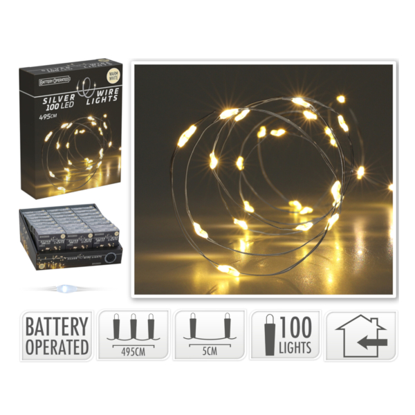 BIAŁE CIEPŁE LAMPKI 100LED NA DRUCIKU