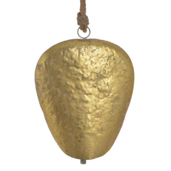 DZWONEK DEKORACYJNY ZŁOTY METALOWY NA SZNURKU