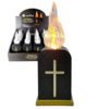 WKŁAD LED MEMORIAL CORTINA 16CM ZŁOTY KRZYŻ ŻYWY PŁOMIEŃ Z BATERIAMI