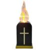 WKŁAD LED MEMORIAL CORTINA 16CM ZŁOTY KRZYŻ ŻYWY PŁOMIEŃ Z BATERIAMI