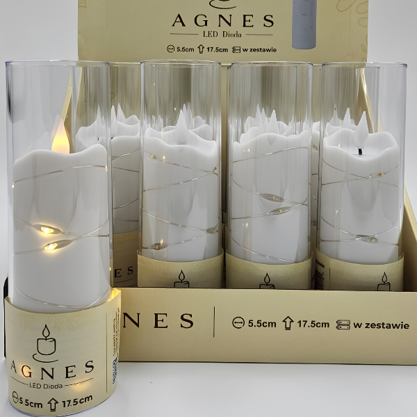 ŚWIECA LED AGNES 17,5CM DIODA EFEKT PŁOMIENIA DO ZNICZY Z BATERIAMI