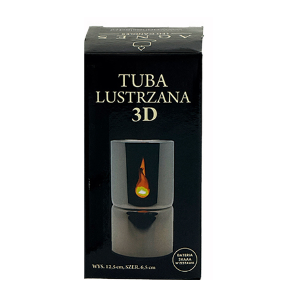 ŚWIECA LED TUBA LUSTRZANA 3D 12,5CM EFEKT PŁOMIENIA Z BATERIAMI