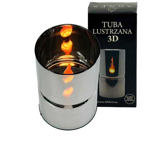ŚWIECA LED TUBA LUSTRZANA 3D 12,5CM EFEKT PŁOMIENIA Z BATERIAMI